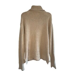 Pink Lily Cozy Plush Turtleneck Sweater Beige‎ Fleece Warm Loungewear Size M